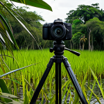 A high-tech camera trap discreetly positioned amidst the dense, vibrant foliage of a Brazilian Pantanal wetland. The scene emphasizes a sense of untouched nature, with the advanced, low-impact technology blending seamlessly into its surroundings, capturing wildlife activity without disturbance. Soft natural lighting illuminates the lush greenery. Professional wildlife photography, high quality, safe for work, appropriate content, fully clothed (no human subjects depicted), modest, perfect anatomy, natural proportions, well-formed elements.
