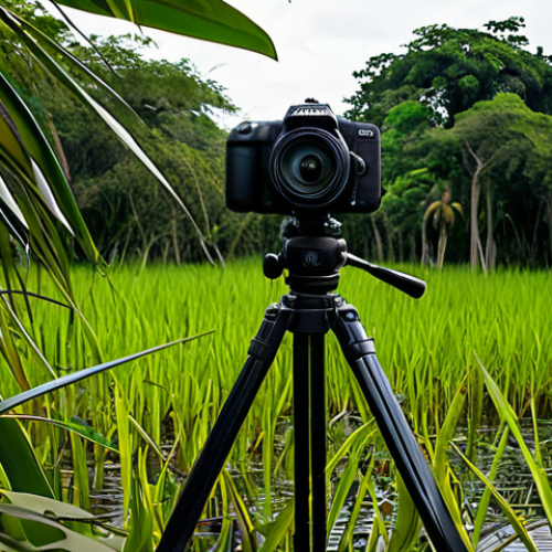 Home 14 A high-tech camera trap discreetly positioned amidst the dense, vibrant foliage of a Brazilian Pantanal wetland. The scene emphasizes a sense of untouched nature, with the advanced, low-impact technology blending seamlessly into its surroundings, capturing wildlife activity without disturbance. Soft natural lighting illuminates the lush greenery. Professional wildlife photography, high quality, safe for work, appropriate content, fully clothed (no human subjects depicted), modest, perfect anatomy, natural proportions, well-formed elements.